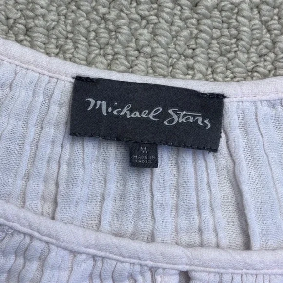 Michael Stars Double Gauze Keyhole Top Bloom Pink Boho Peasant Blouse Medium - Picture 5 of 16